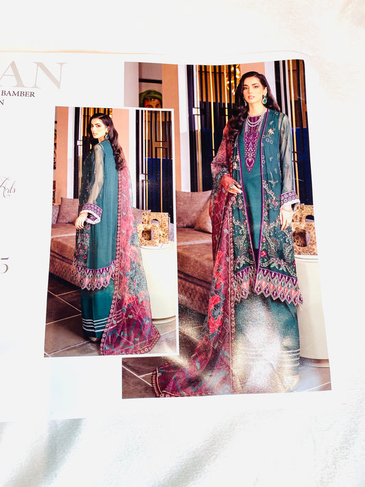 Unstitched Jannan Riyaz Arts Chiffon Embroidered Suit