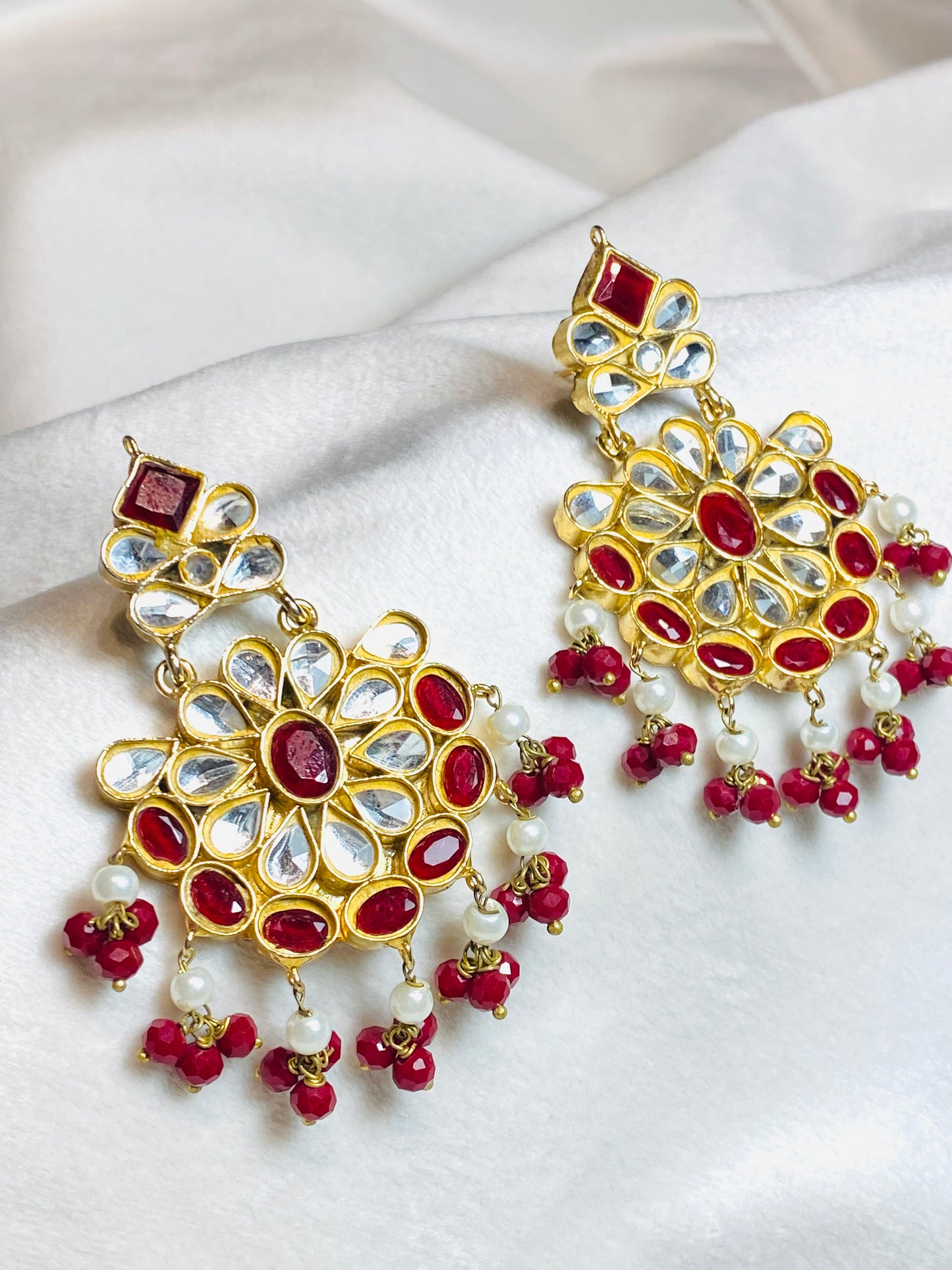 Kundan Earrings Red