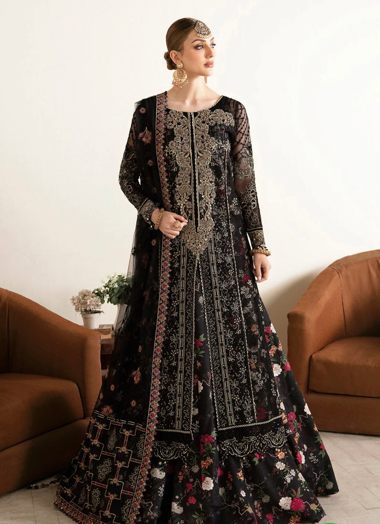 Ramsha Embroided 4 Piece Outfit Black