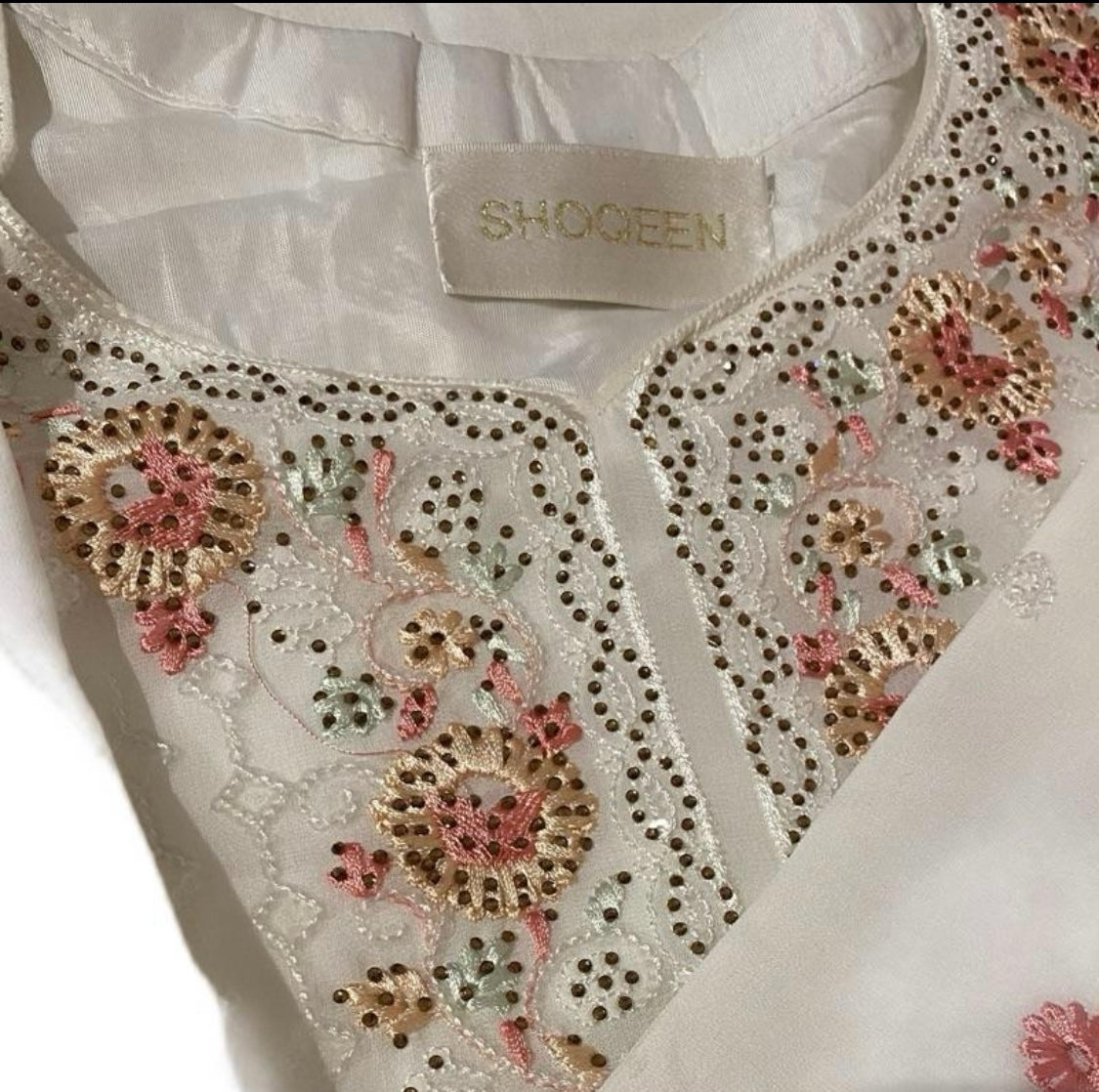 White 3 Piece Chiffon Suit