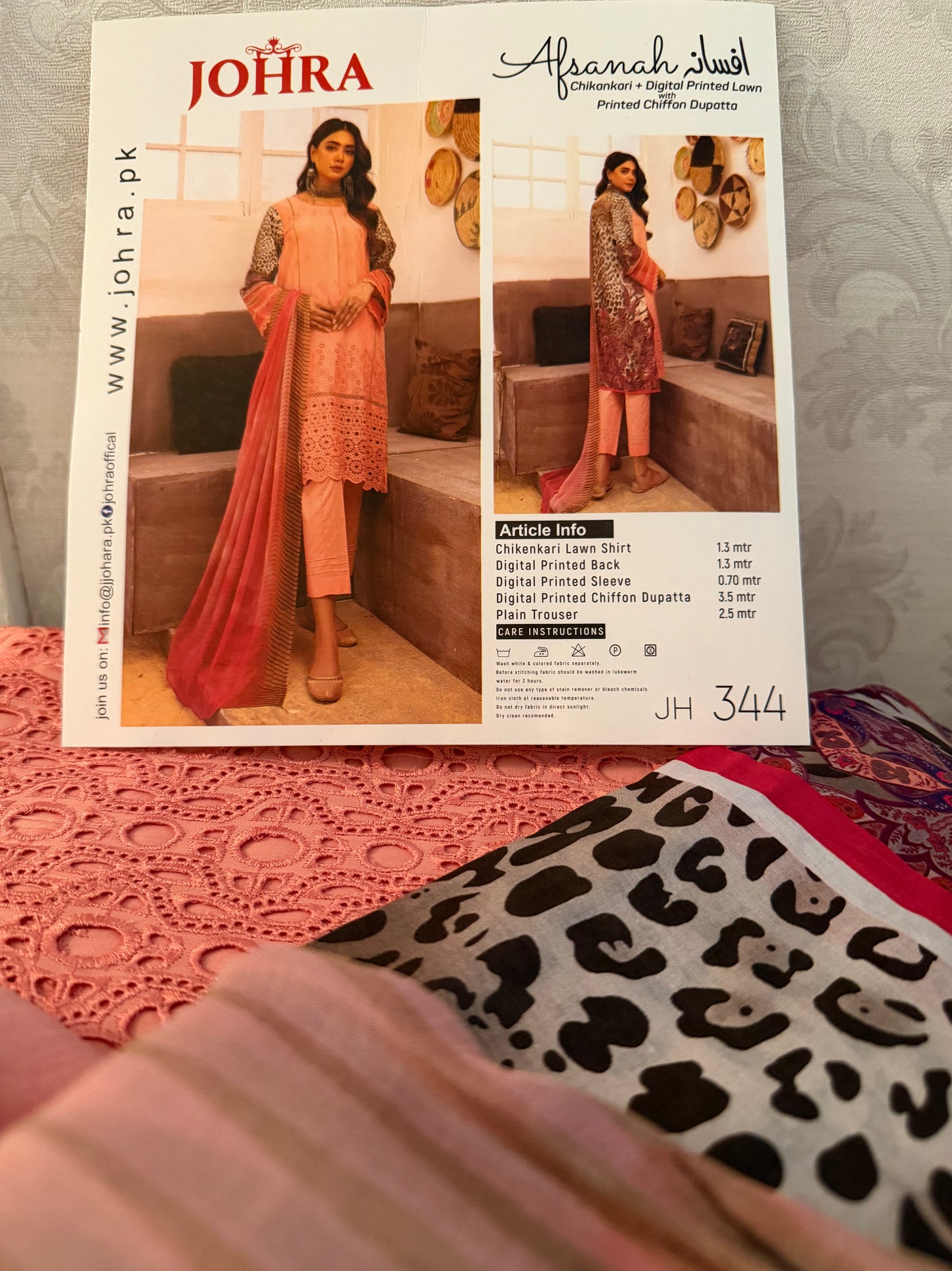 Johra Cikankari Digital Print Lawn With Printed Chiffon Dupatta Unstitched