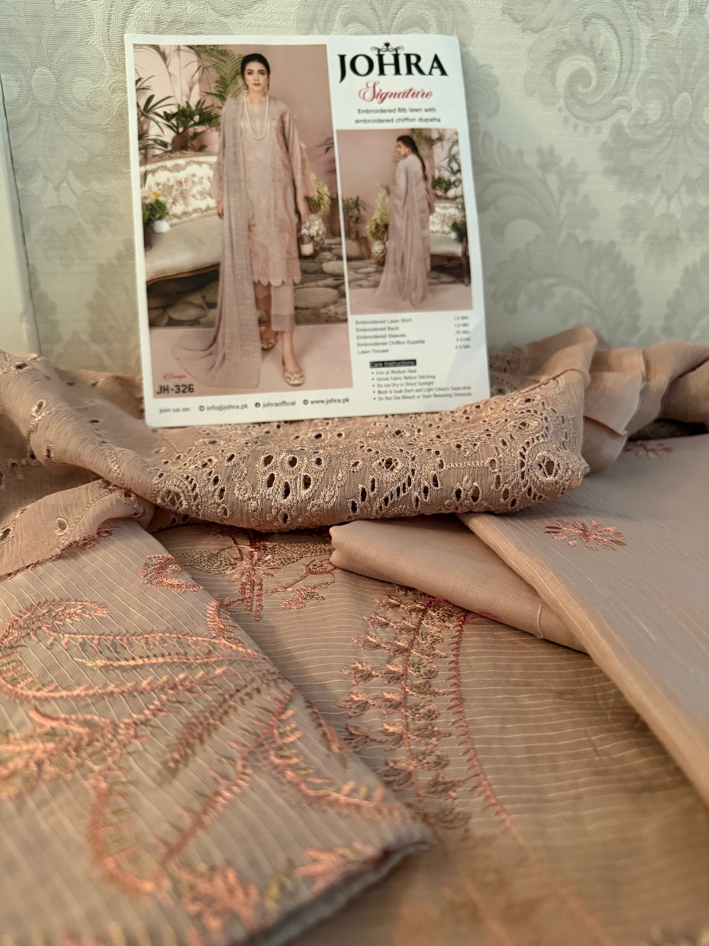 Johra Signiture Embroidered Rib Lawn Suit Unstitched