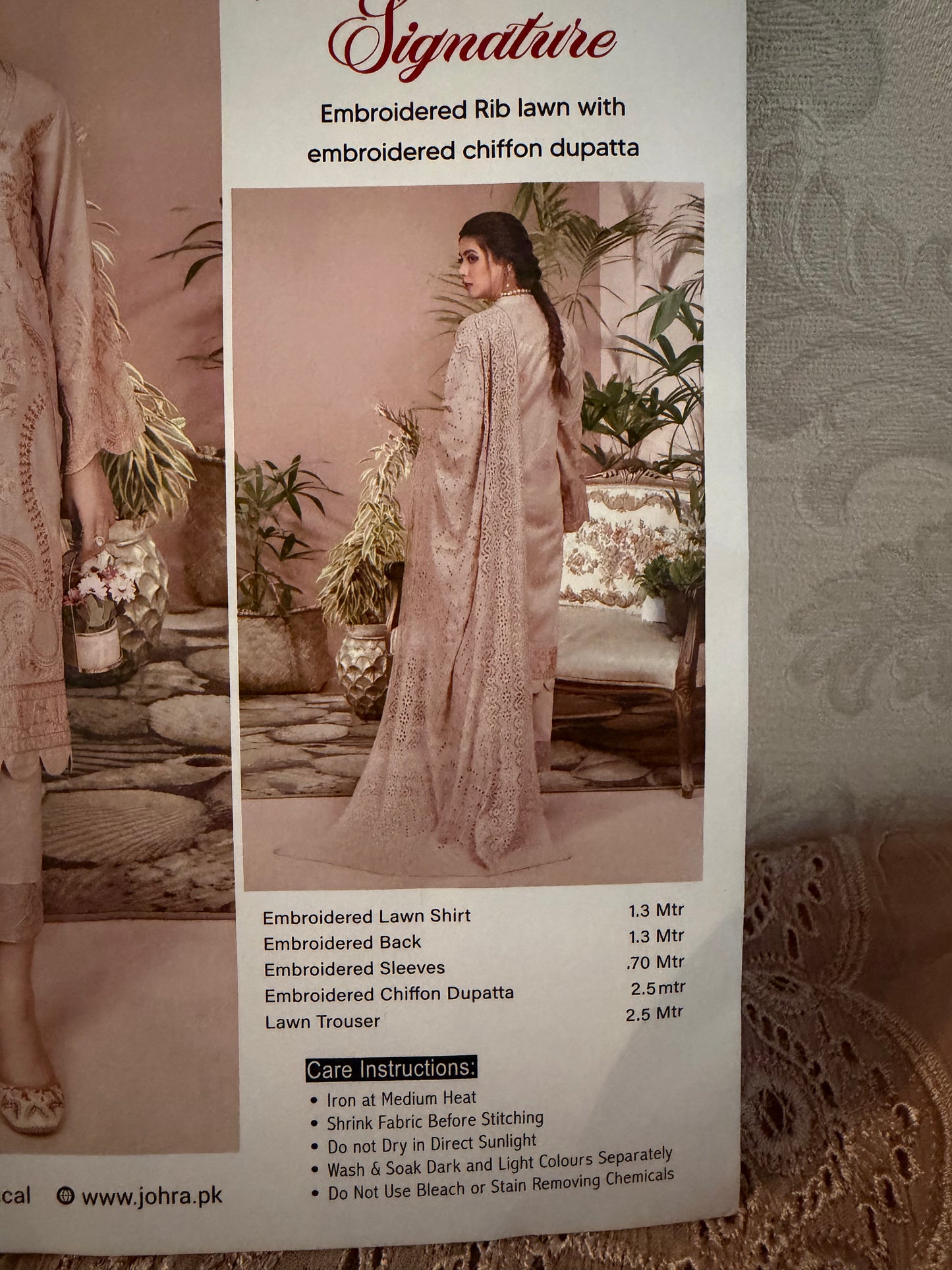 Johra Signiture Embroidered Rib Lawn Suit Unstitched