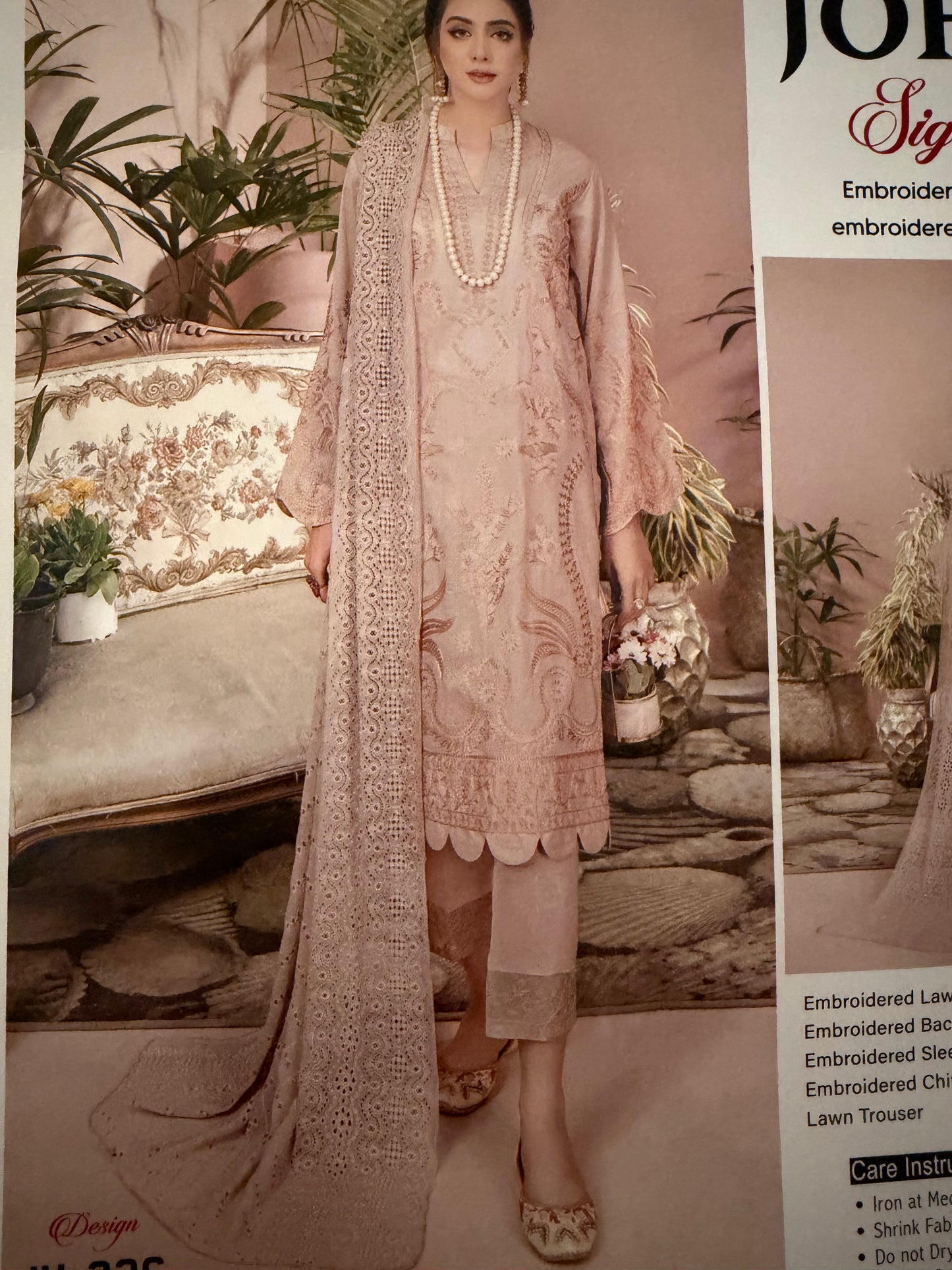 Johra Signiture Embroidered Rib Lawn Suit Unstitched