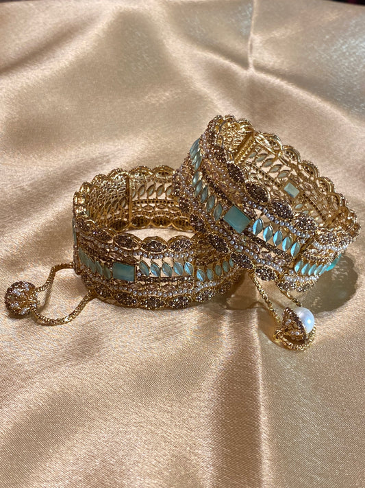 Mint & Gold Openable Bangle Set