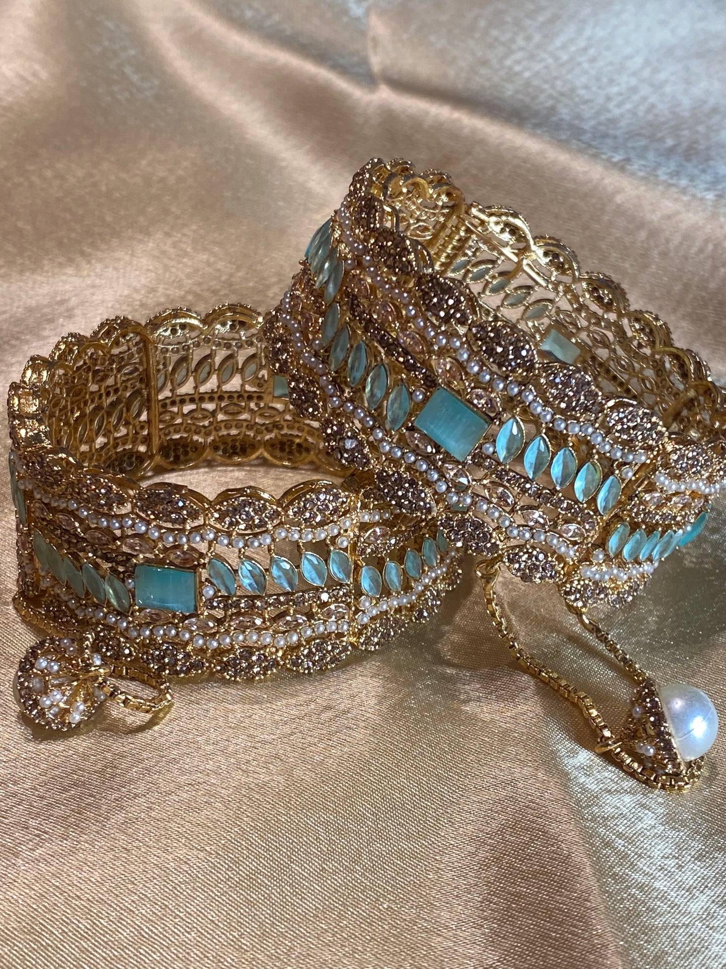 Mint & Gold Openable Bangle Set