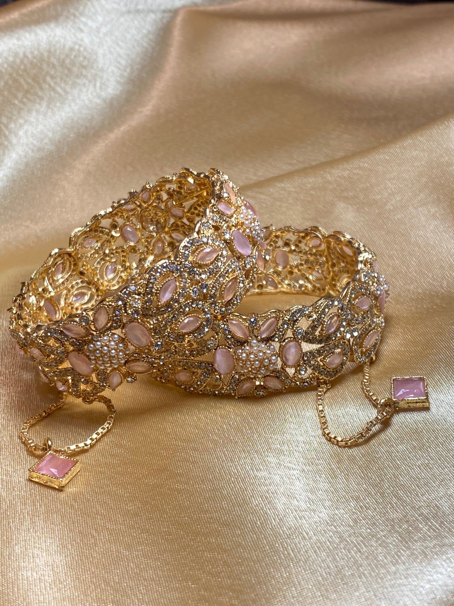 Pink & Gold Openable Bangle Set