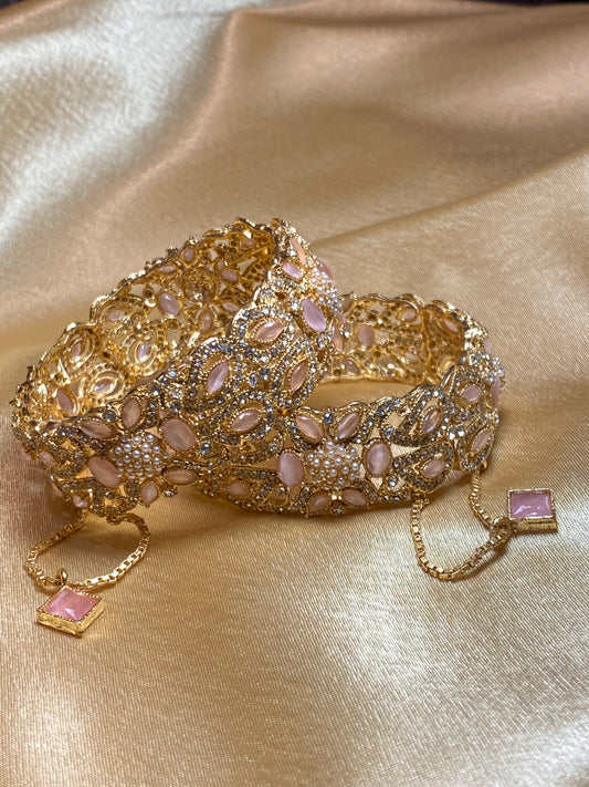 Pink & Gold Openable Bangle Set
