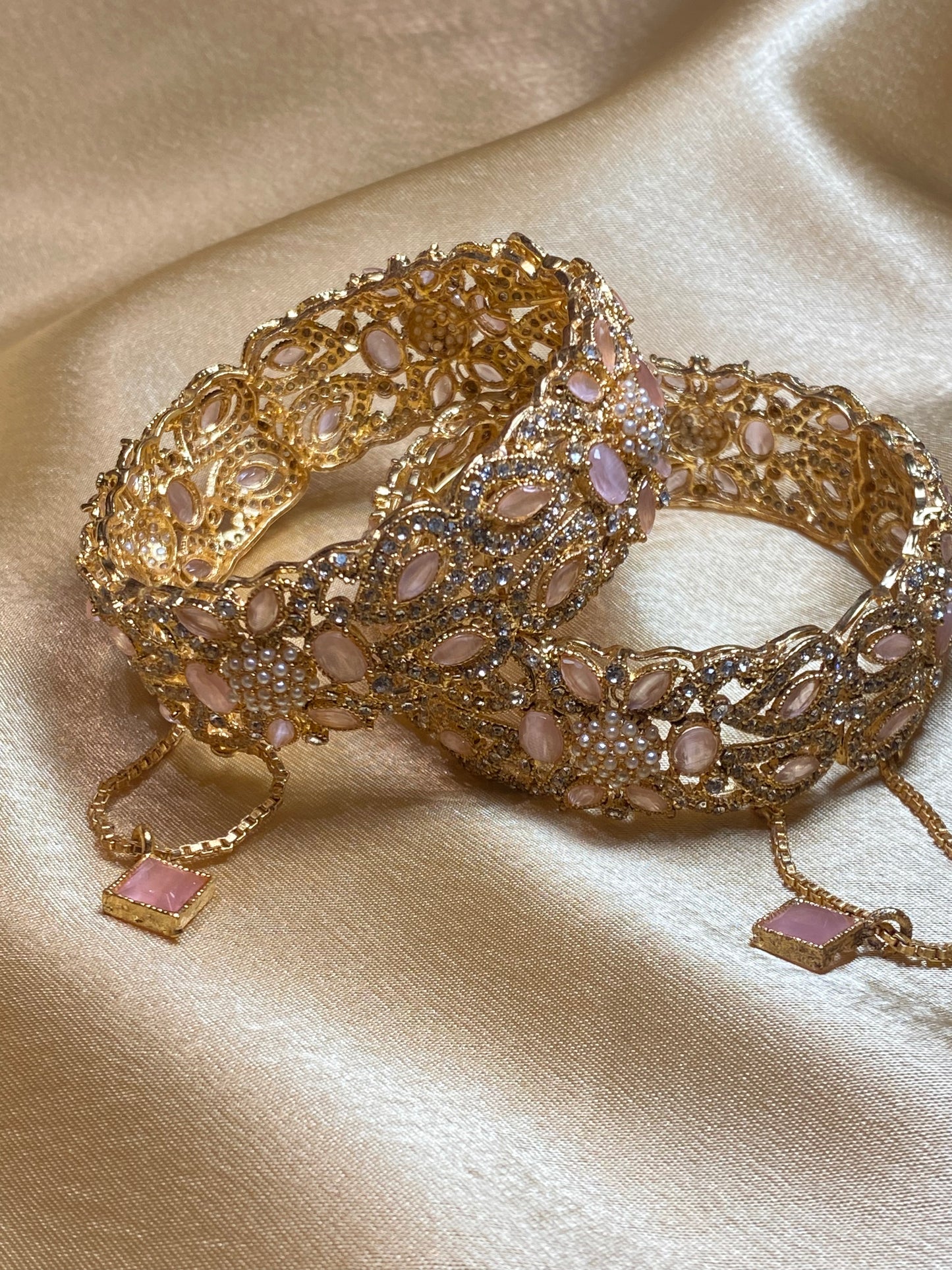Pink & Gold Openable Bangle Set