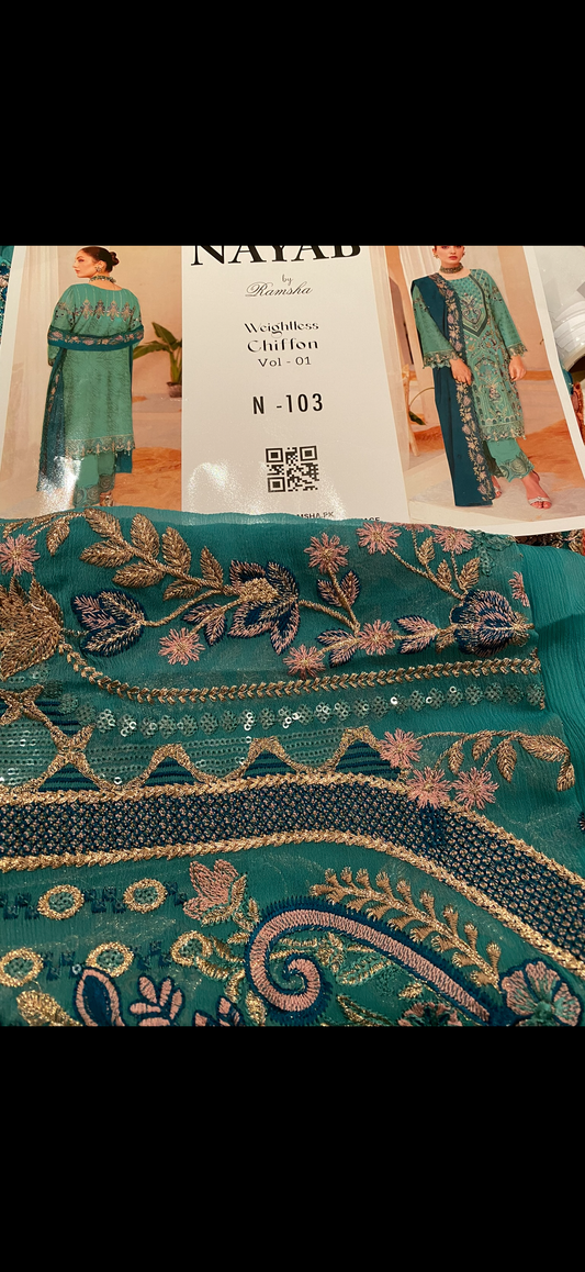 Ramsha Green Unstitched