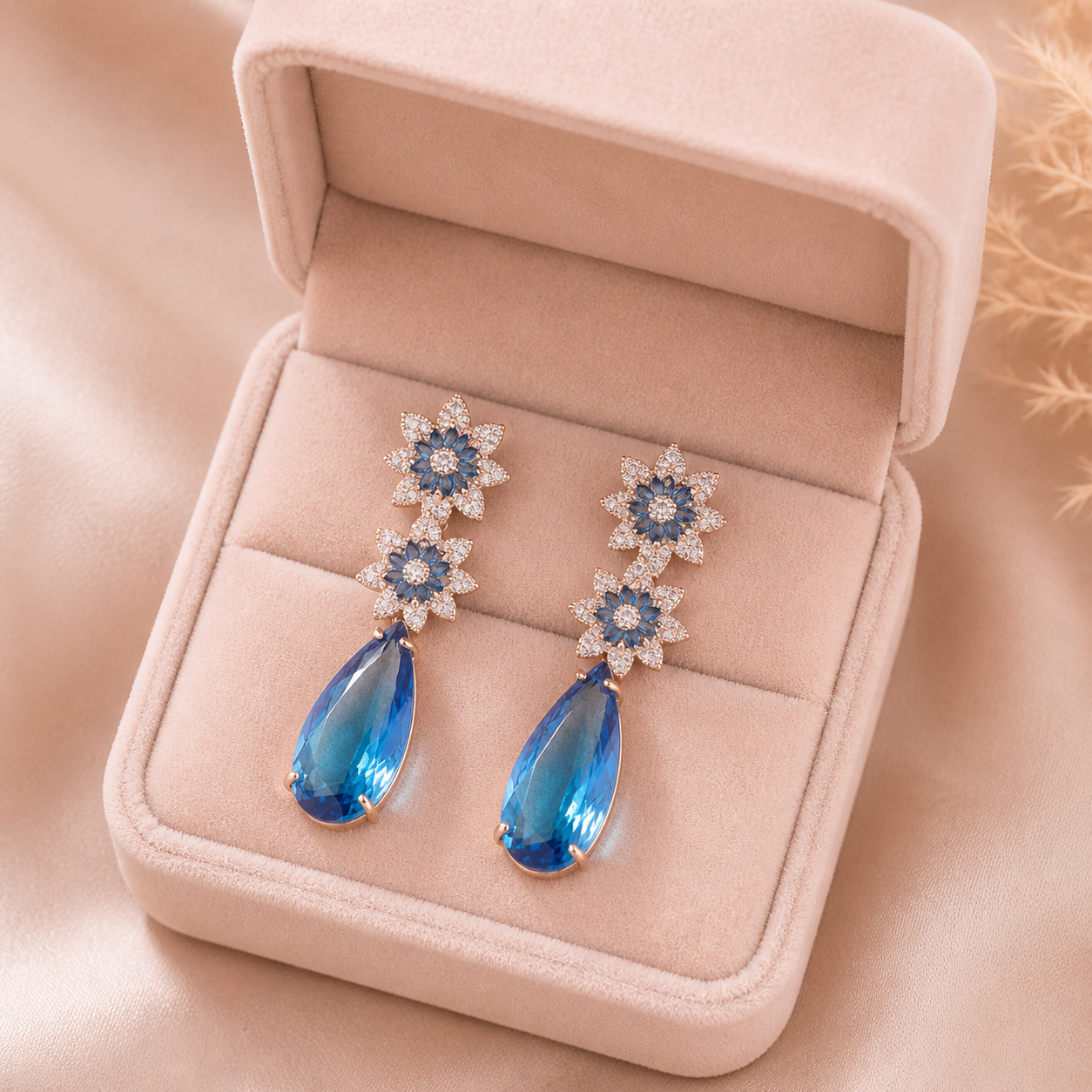 Blue Drop Zircon Earrings