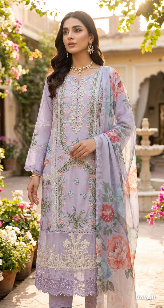 Lilac Lawn Suit Minahil