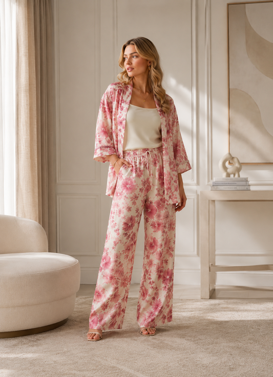 Floral Print Pink Co-Ord 2 Piece Set