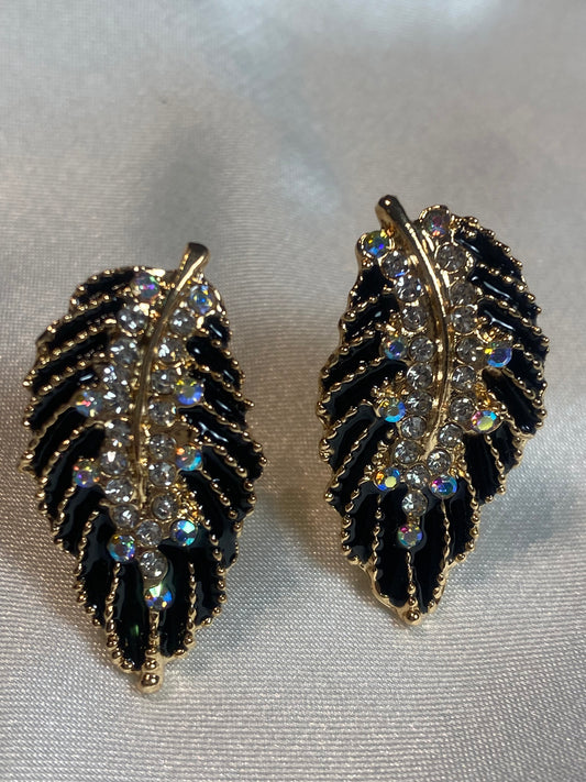 Black Feather Stud Earrings