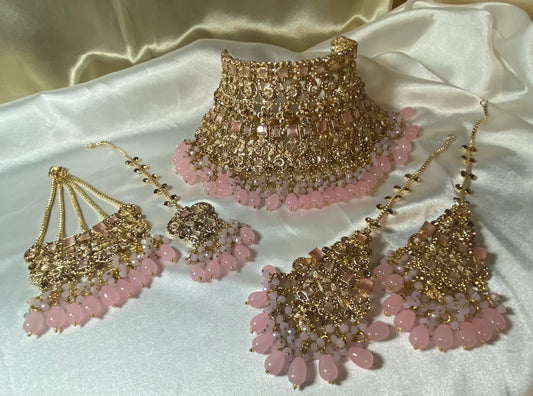 4 Piece Collar Set PInk & Gold