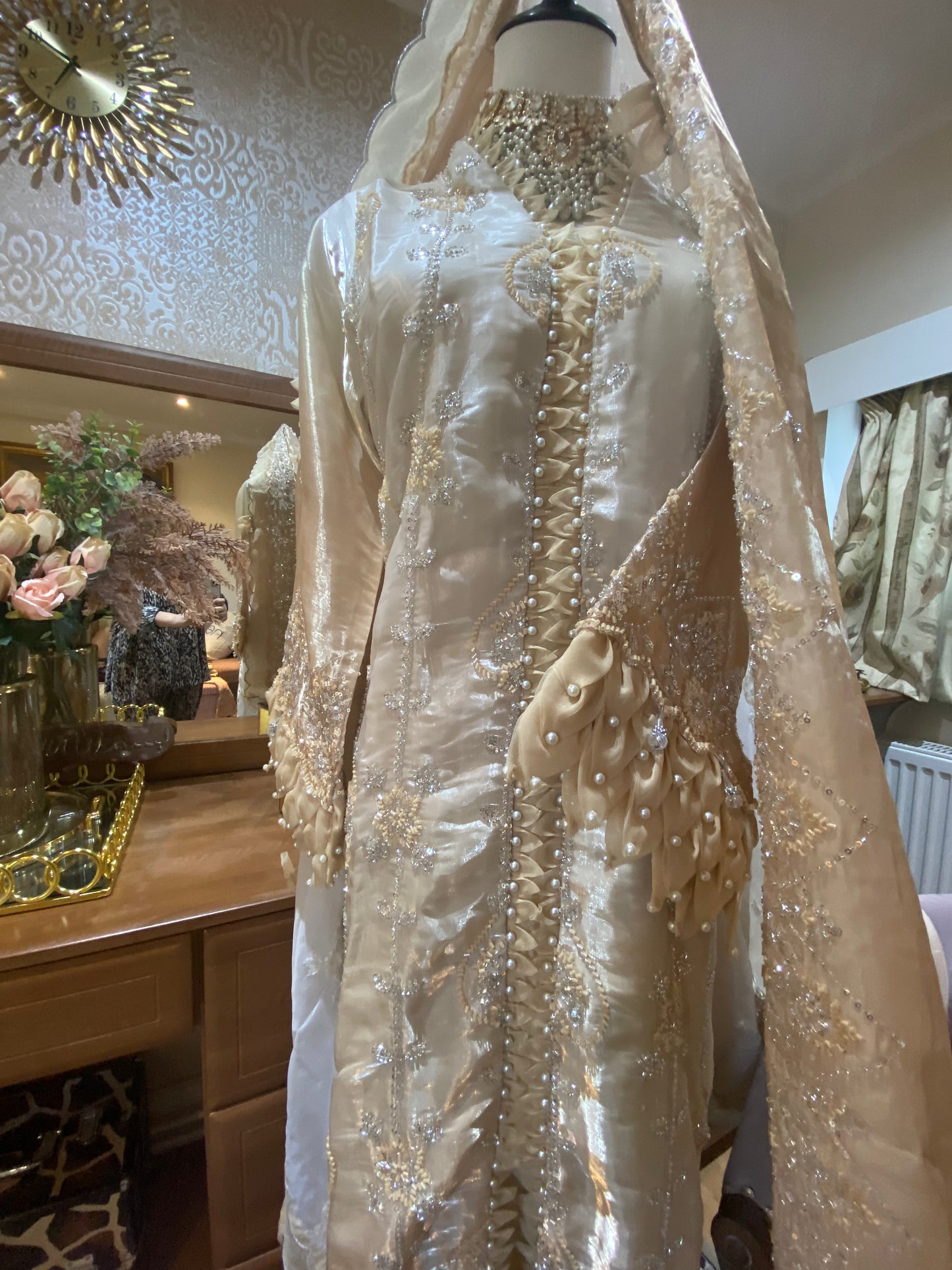 Korean Silk 3 Piece Outfit Ombré Gold Heavy